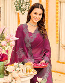 Magenta Shimmer Stone Work Embellished Saree
