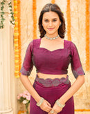 Magenta Shimmer Stone Work Embellished Saree