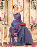 Purple Shimmer Stone Work Embellished Saree