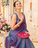 Purple Shimmer Stone Work Embellished Saree