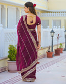 Magenta Shimmer Sequence Embroidery Saree