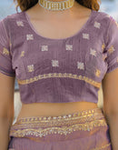 Dusty Mauve Shimmer Sequence Embroidery Saree
