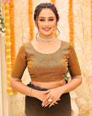 Brown Shimmer Stone Work Embellished Saree