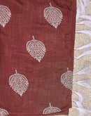 Rust Brown Vichitra Silk Printed Saree