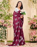 Magenta Vichitra Silk Printed Saree