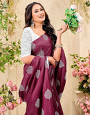 Magenta Vichitra Silk Printed Saree
