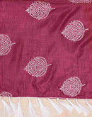 Magenta Vichitra Silk Printed Saree