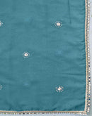Dusty Teal Blue Georgette Embroidery Saree
