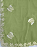 Moss Green Shimmer Georgette Sequence Embroidery saree