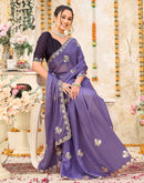 Lavender Shimmer Georgette Sequence Embroidery saree