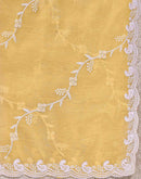 Light Yellow Shimmer Chiffon Sequence Embroidery saree