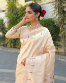 Cream Silk Woven Paithani Saree