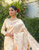 Cream Silk Woven Paithani Saree