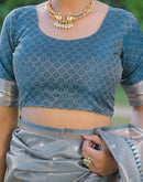 Dusty Blue Silk Woven Paithani Saree
