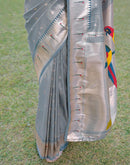 Dusty Blue Silk Woven Paithani Saree
