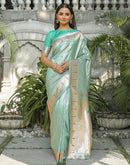 Mint Green Silk Woven Paithani Saree