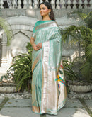 Mint Green Silk Woven Paithani Saree