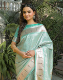 Mint Green Silk Woven Paithani Saree