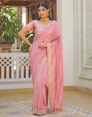 Light Pink Vichitra Silk Embroidery Saree