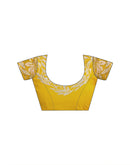 Yellow Vichitra Silk Embroidery Saree