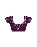 Dark Purple Satin Stone Work Embellished Saree