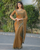 Khaki Shimmer Stone Work Embellished Saree