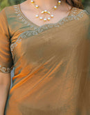Khaki Shimmer Stone Work Embellished Saree