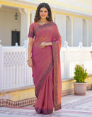 Pink Shimmer Stone Work Swarovski  Saree