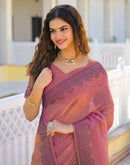 Pink Shimmer Stone Work Swarovski  Saree