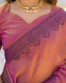 Pink Shimmer Stone Work Swarovski  Saree