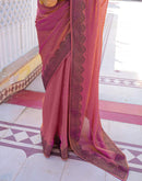 Pink Shimmer Stone Work Swarovski  Saree