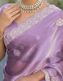 Lavender Shimmer Sequence Embroidery Saree
