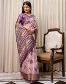Mauve Cotton Silk Floral Printed Saree