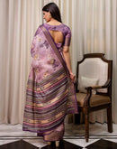 Mauve Cotton Silk Floral Printed Saree