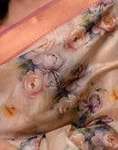 Beige Cotton Silk Floral Printed Saree