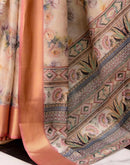Beige Cotton Silk Floral Printed Saree