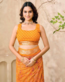 Yellow Georgette Printed Saree