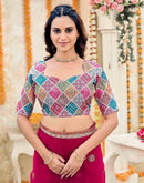 Rani Pink Shimmer Sequence Embroidery Saree