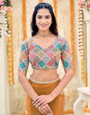 Khaki Shimmer Sequence Embroidery Saree