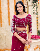 Rani Pink Georgette Sequence Saree
