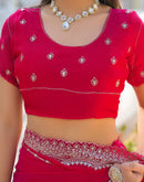 Pink Shimmer Sequence Embroidery Saree
