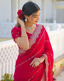 Pink Shimmer Sequence Embroidery Saree