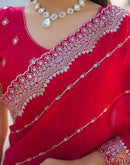Pink Shimmer Sequence Embroidery Saree