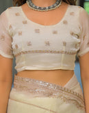 Off White Shimmer Sequence Embroidery Saree