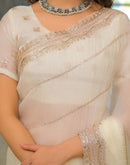 Off White Shimmer Sequence Embroidery Saree