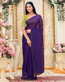 Violet Georgette Stone Work Swarovski  Saree