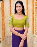 Violet Georgette Stone Work Swarovski  Saree
