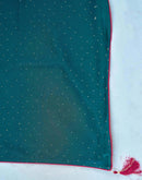 Dark Teal Green Georgette Stone Work Swarovski  Saree