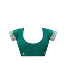 Teal Green Shimmer Georgette Embroidery Embellished Saree