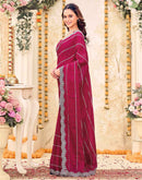 Pink Shimmer Georgette Embroidery Embellished Saree
